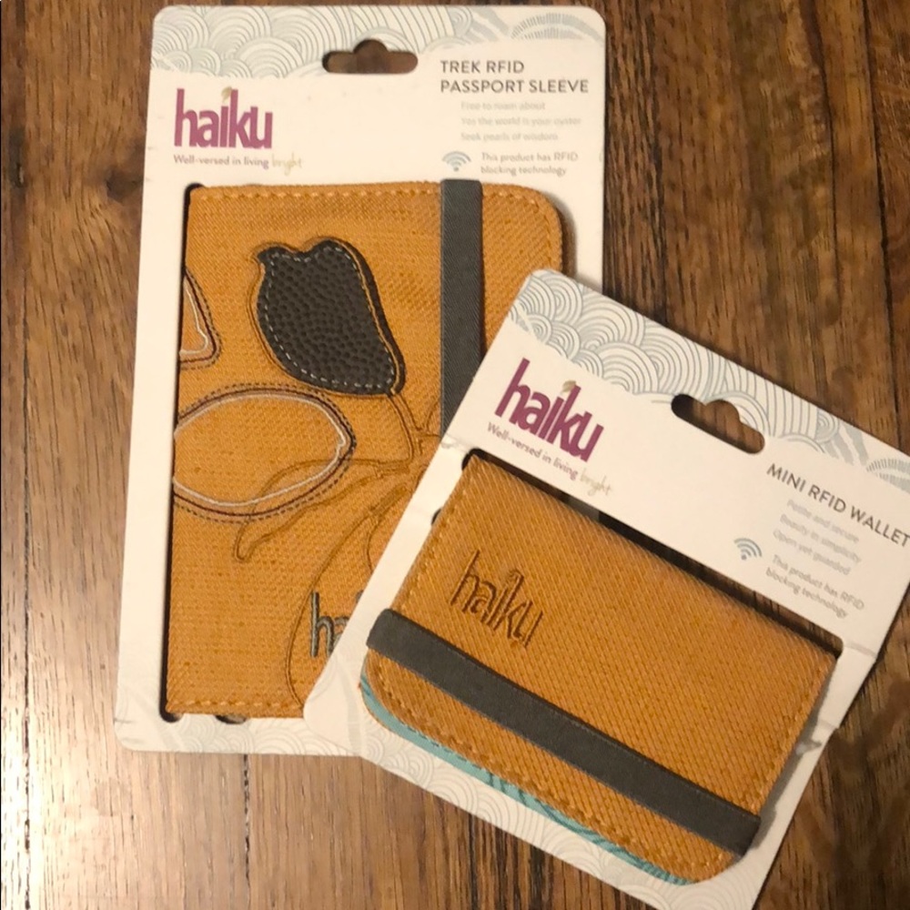 Haiku RFID mini wallet and passport sleeve
